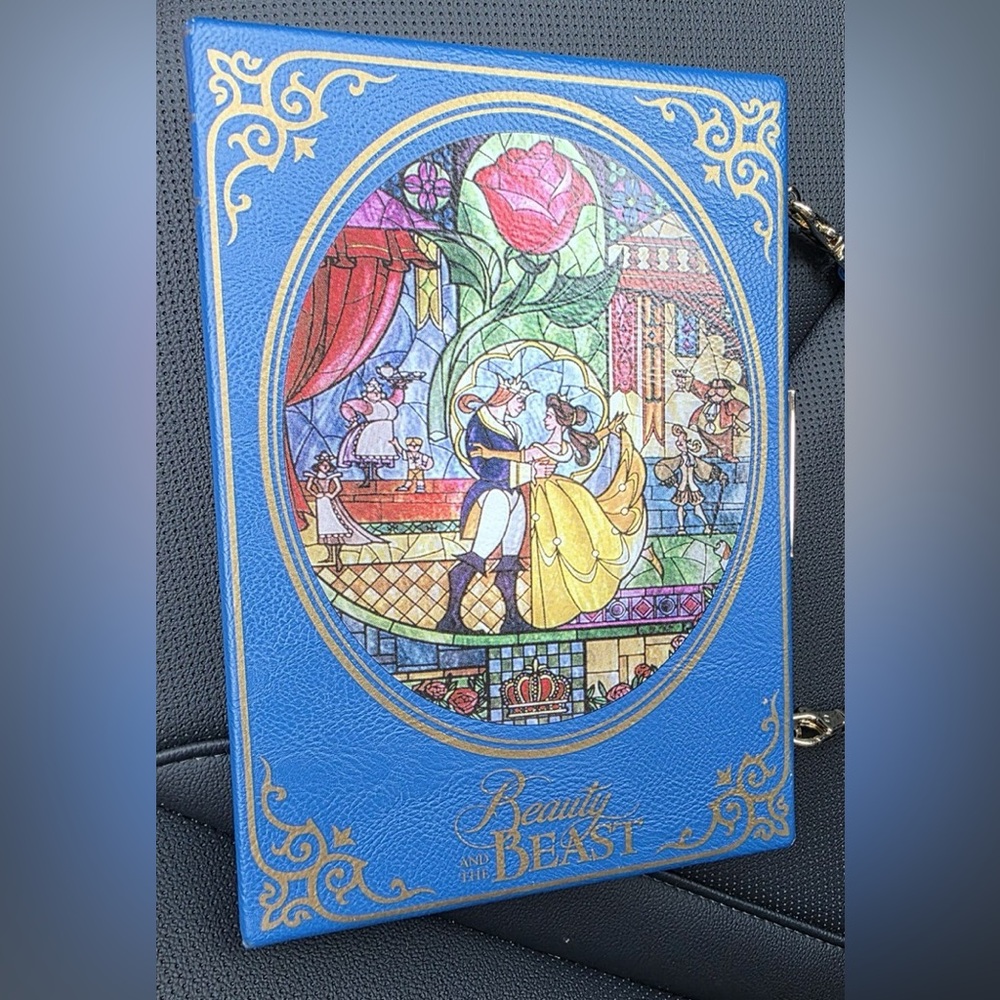 SOLD-NWT Loungefly Beauty and the Beast Stained Glass Book Crossbody Clutch Bag